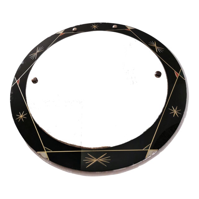 Vintage Space Age Wall Mirror, MCM 60s German Rockabilly Art Glass For Sale