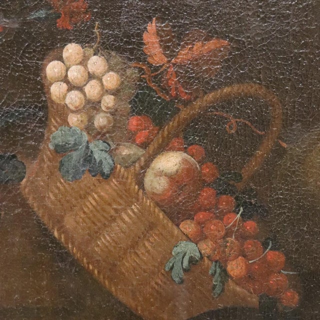 Still Life with Flowers and Fruits, 1700s, Oil on Canvas For Sale - Image 8 of 12