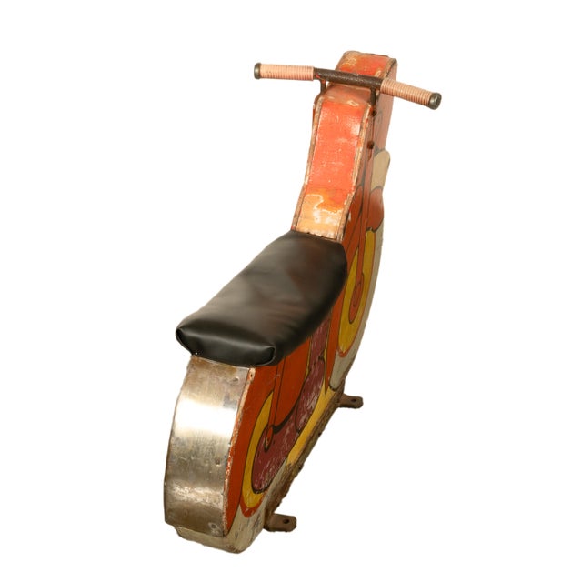 Wood 1940s American Amusement Park Motorcycle Motorbike Painted Carousel Carnival Ride For Sale - Image 7 of 12