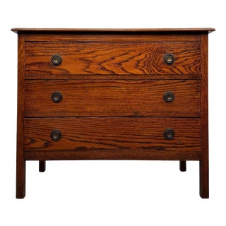 Antique Early 20th Century English Edwardian Oak Chest of Drawers For Sale