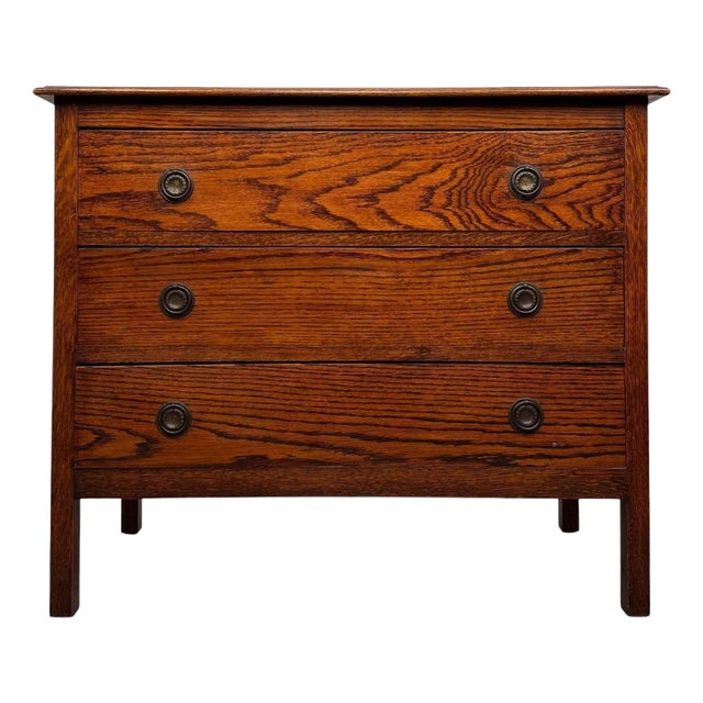 Antique Early 20th Century English Edwardian Oak Chest of Drawers For Sale