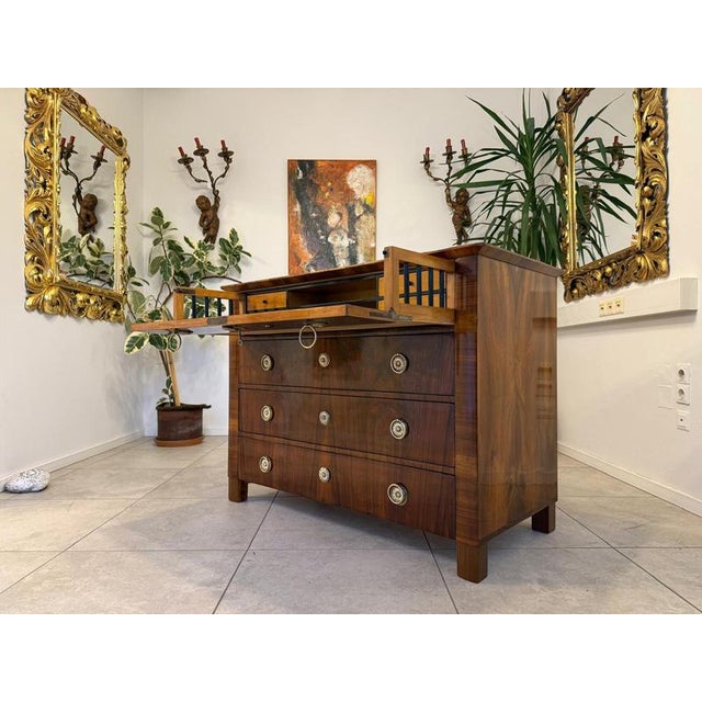 Antique Biedermeier Writing Desk in Walnut For Sale - Image 5 of 18