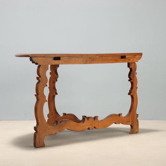 Wood 18th Century Baroque Walnut Console, Italy For Sale - Image 7 of 8