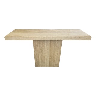 Italian Minimalist Travertine Console Table For Sale
