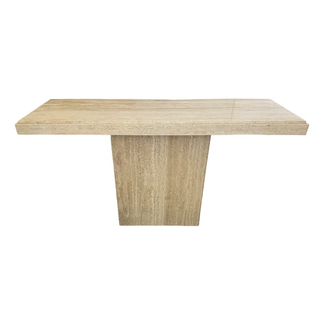 Italian Minimalist Travertine Console Table For Sale