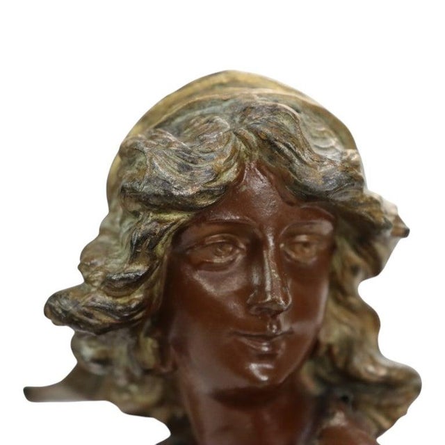 Art Nouveau 19th Century Art Nouveau Carmen & Mignon Bronze Figures on Plinths - Pair For Sale - Image 3 of 14