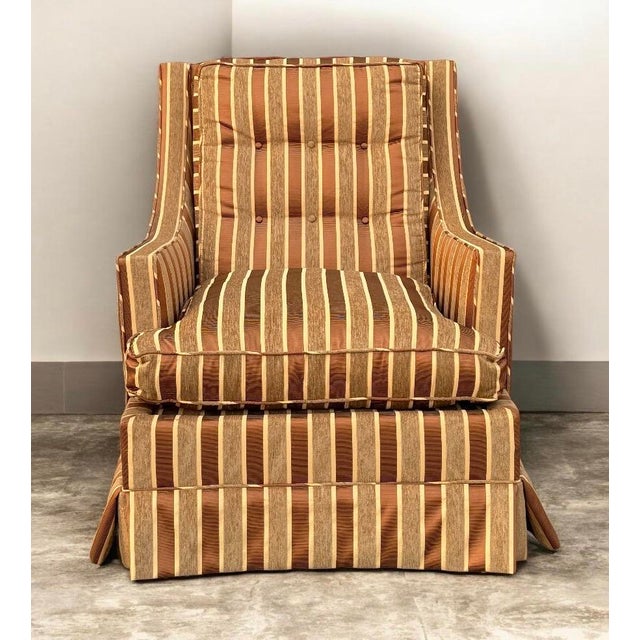 Pair of 1940’s Striped Club Chairs For Sale - Image 4 of 7