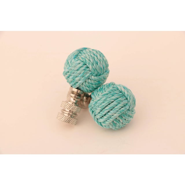 2020s Nautical Knot Lamp Finials in Robin Egg Blue For Sale - Image 5 of 8