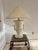 Pair of vintage Bon Art table lamps, dated 1989, with ivory plaster urn-form bodies and subtle faux veining throughout....