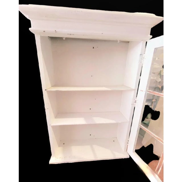 Shabby Chic Vintage Large 9 Glass Panel Wood Wall Storage Medicine Bathroom Cabinet For Sale - Image 3 of 9