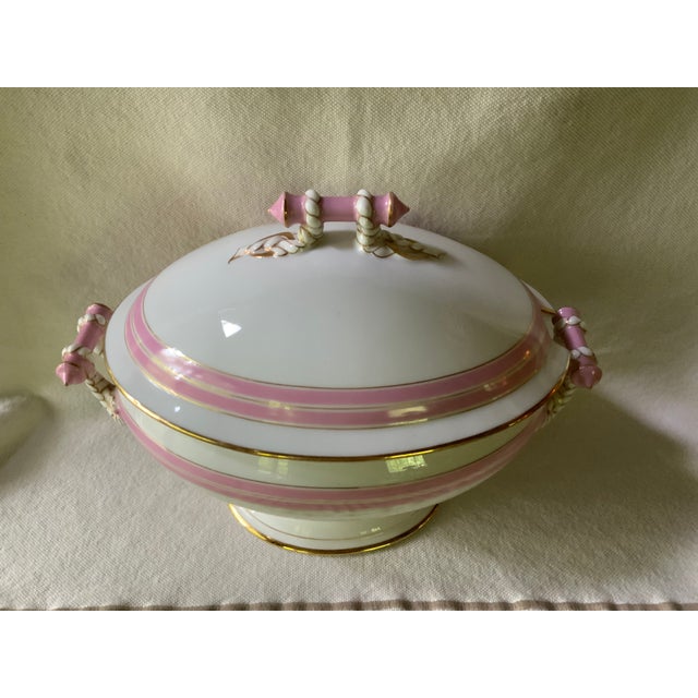 French Charles Haviland Limoges Soup Tureen Pink Gilt c.1880s French Antique Porcelain For Sale - Image 3 of 18