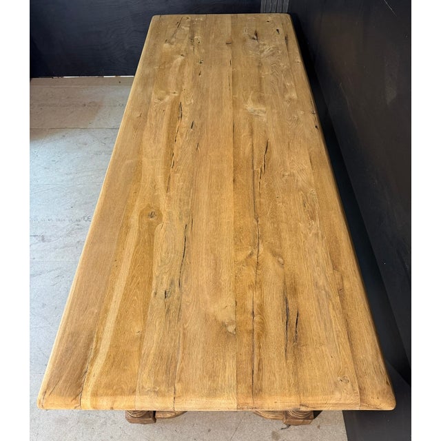 French Oak Farmhouse Table with Drawers, 1920 For Sale - Image 13 of 14