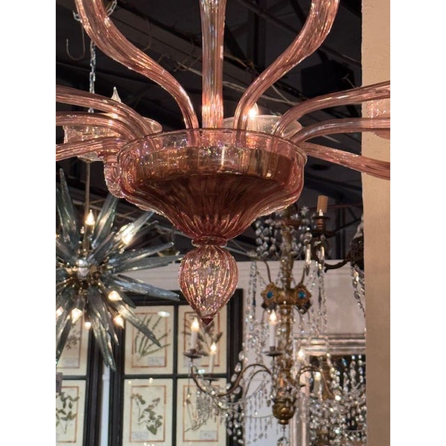 Early 21st Century Modern Murano Rosa Glass Chandelier For Sale - Image 5 of 5