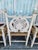 Textile Set of 6 Vintage Carved Nautical and Celestial Armchairs With Rush Seats For Sale - Image 7 of 10
