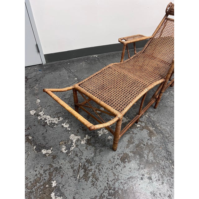 1920s Antique Chinese Bamboo Reclining Chair, 1920's For Sale - Image 5 of 12