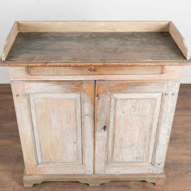 Farmhouse 19th Century Swedish Original Hand-Painted Pine Sideboard Buffet Cabinet For Sale - Image 3 of 18