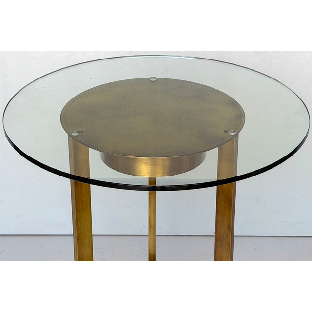 Mid 20th Century Fontana Arte Illuminated Patinated Brass & Glass Side Table, Italy 1960s For Sale - Image 5 of 9