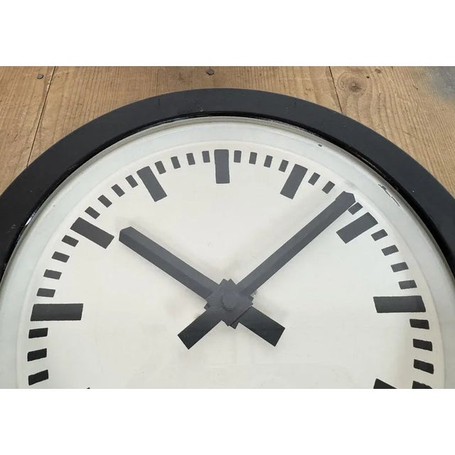 Industrial German Black Factory Wall Clock, 1950s For Sale - Image 13 of 17