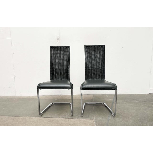 Metal German B25 Gray Cantilever Chairs with Fixed Leather Cushions from Tecta by Tecta and Jean Prouve, Set of 2 For Sale - Image 7 of 18