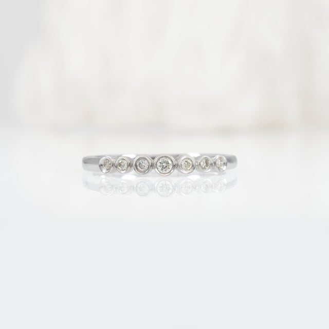 Natural Earth Mined Diamond Bezel Band – Solid 14k Gold Stackable Wedding Ring, Size 6.75 For Sale - Image 4 of 8