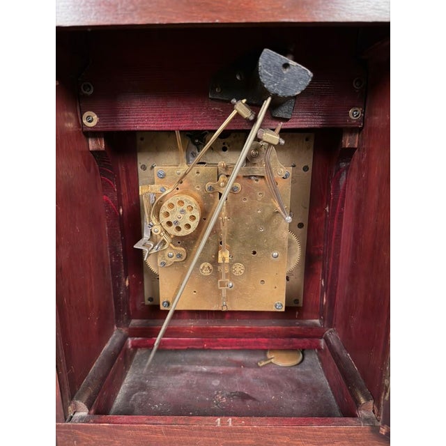 Gustav Becker German Mahogany Bracket Clock With Time, Strike & Chime, Circa 1920 For Sale In Indianapolis - Image 6 of 16