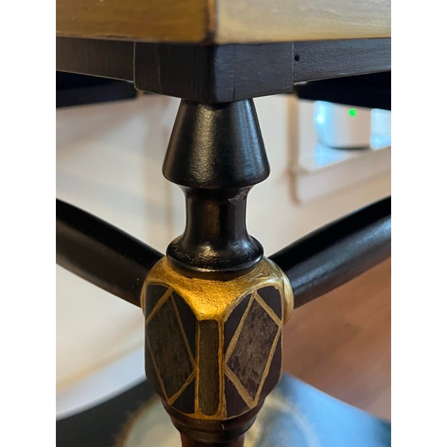 1990s Italian Hand Painted Ebonized Side Table For Sale - Image 5 of 9