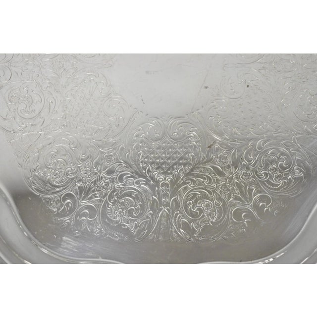 Metal Vintage Fb Rogers 7734 Silver Plated Scalloped Round Salver Serving Platter Tray For Sale - Image 7 of 13