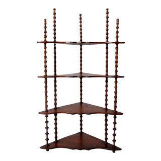 Antique Folk Art Spool Corner Shelf For Sale