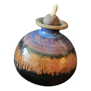 Vintage Red Duck Pottery Oil Lamp For Sale