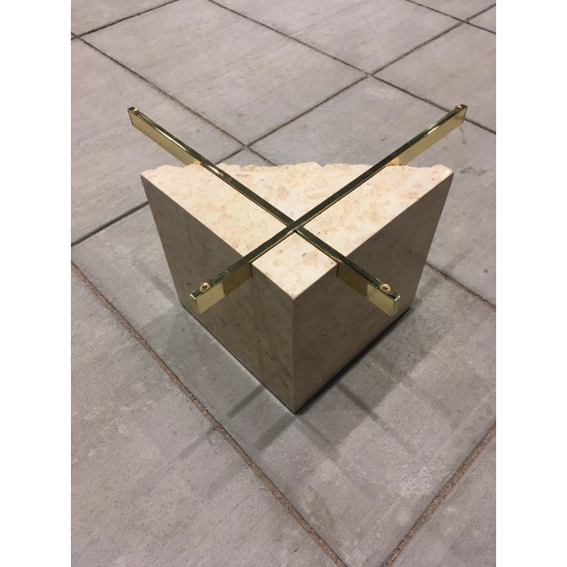Postmodern Maitland-Smith Style Brass & Glass Coffee Table in Tessellated Stone For Sale - Image 11 of 13