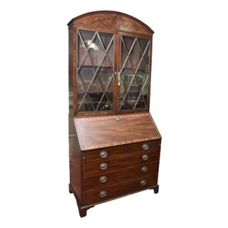 Antique English Mahogany Bureau Bookcase , Secrataire. For Sale