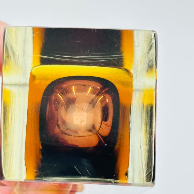 Vintage Murano Glass Vase Vintage Mid-Century Modern Sommerso Glass Square Vase For Sale - Image 10 of 17