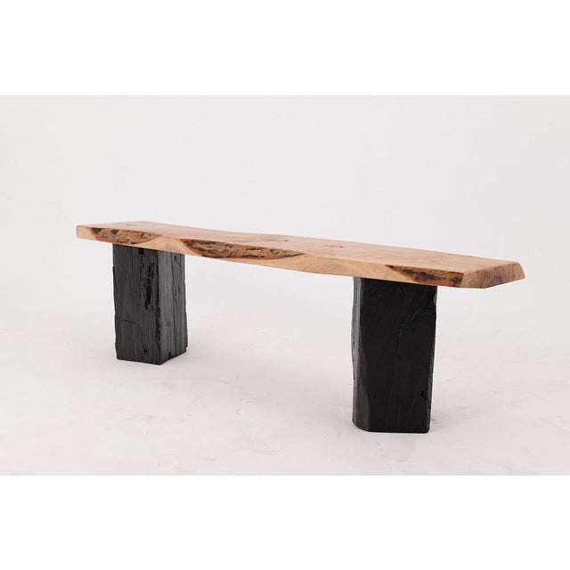 Live Edge Wood Bench with Charred Legs by Logniture For Sale - Image 18 of 18