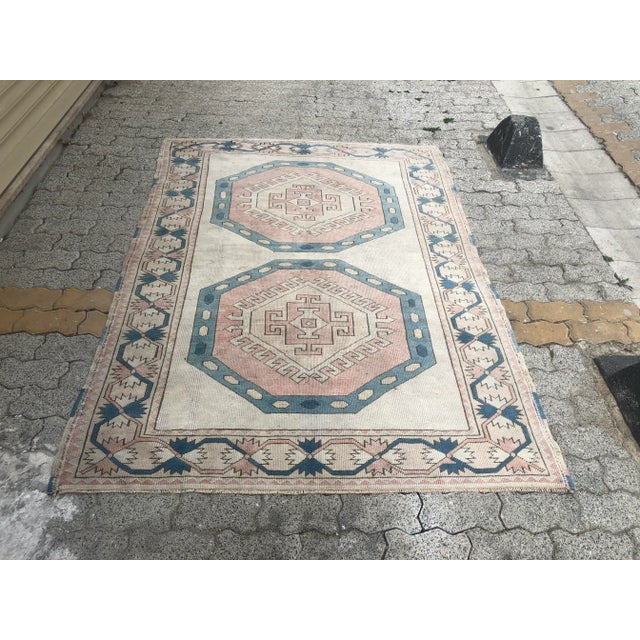 Vintage Bohemian Oushak Handmade Rug For Sale - Image 11 of 11