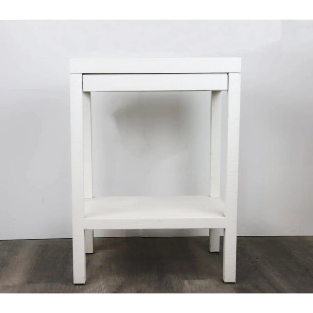 Contemporary A pairCarl Springer Style White Raffia Wrapped Nightstand For Sale - Image 3 of 9