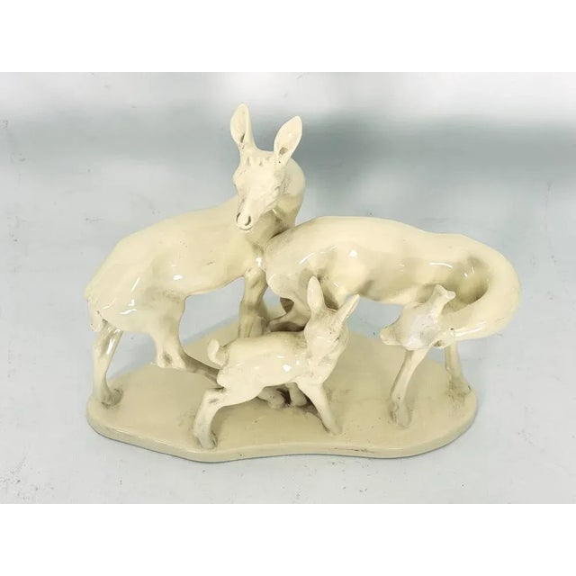 Ceramic Italian Artist, Deer Family Sculpture, Ceramic, 1950s For Sale - Image 7 of 12