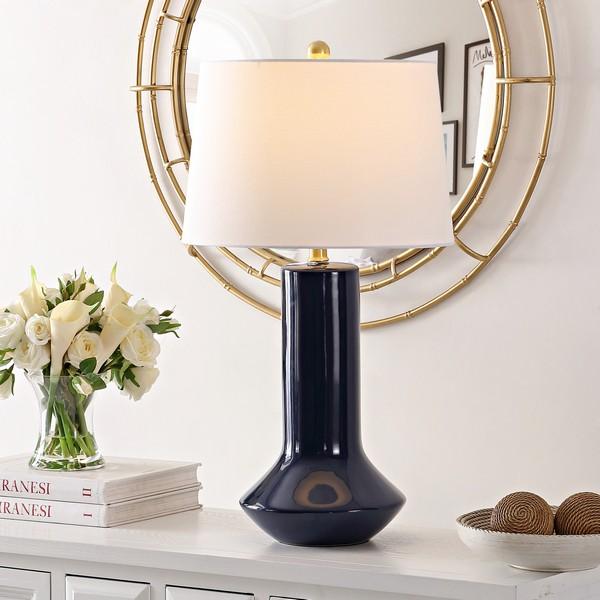 Contemporary Safavieh Wells Ceramic Table Lamp - Navy Blue For Sale - Image 3 of 6