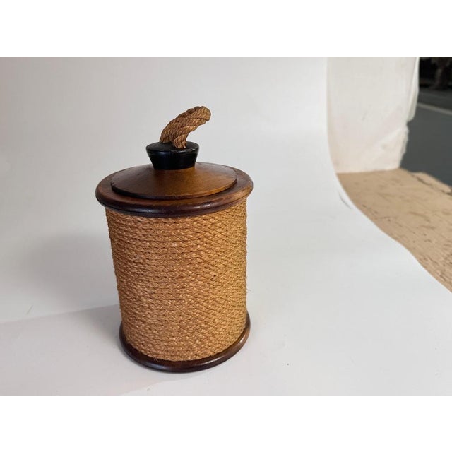 1960s Rounded Wood and Rope Box, France, 1960s For Sale - Image 5 of 11