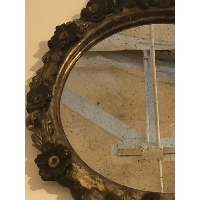 Wood 1990s Vintage Italian Oval Shaped Wood Carved Mirror For Sale - Image 7 of 10
