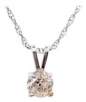 14 Karat White Gold Fancy Necklace With Diamond Round Pendant