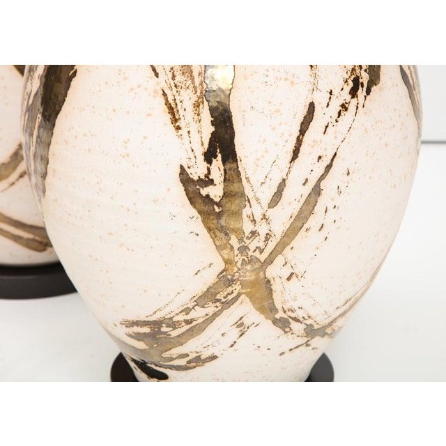 Large Pair of Raku Ware Lamps Designed for Steve Chase For Sale - Image 10 of 13