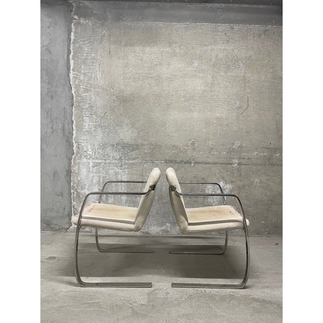 Set of Three Mid Century Modern Chrome Flat-Bar Dining, Office, or Accent Armchairs For Sale - Image 9 of 14