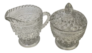 Vintage Clear Press Glass Sugar and Creamer Set