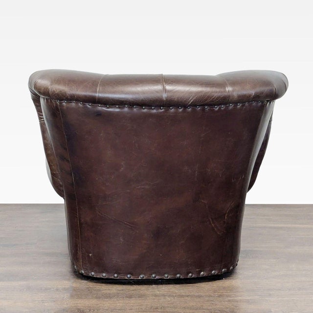 2010s Restoration Hardware Churchill Brown Leather Lounge Chair With Rolled Arms For Sale - Image 5 of 6