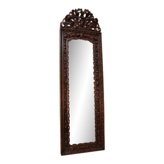 French 18th Century Foxed Mirror in Carved Wooden Frame For Sale