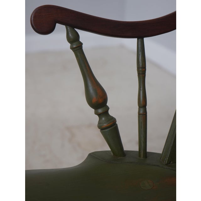 Bench Made Green Painted Loop Back Windsor Armchair For Sale - Image 11 of 18
