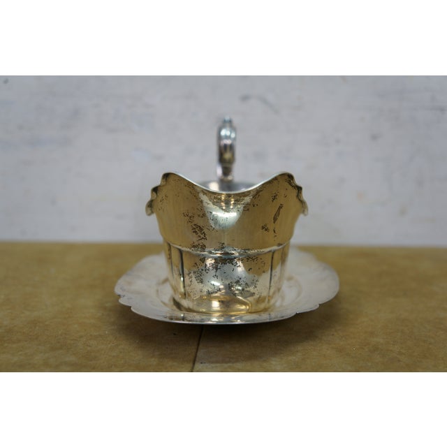Silver Antique Fisher Silversmiths Sterling Silver Gravy Boat & Underplate 342g 7.5" For Sale - Image 8 of 13
