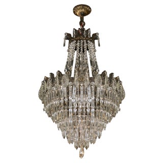Vintage Crystal Chandelier, 1940s For Sale