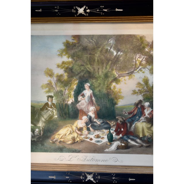 Antique Lithograph Walnut Ebonized Victorian Style Frame Rococo Style Print For Sale - Image 15 of 16
