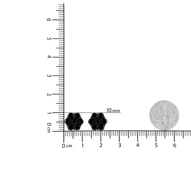 .925 Sterling Silver 2.0 Cttw Prong Set Round-Cut Treated Black Diamond Floral Cluster Stud Earrings, A Pair For Sale In New York - Image 6 of 6